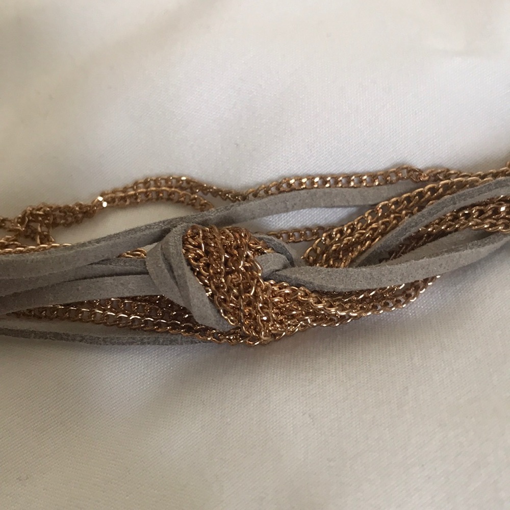 Grey and Gold Long Statement Necklace